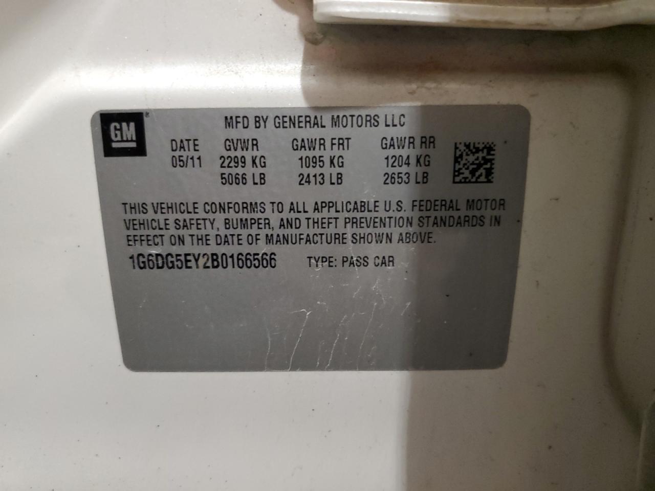 2011 Cadillac Cts Luxury Collection VIN: 1G6DG5EY2B0166566 Lot: 83921464