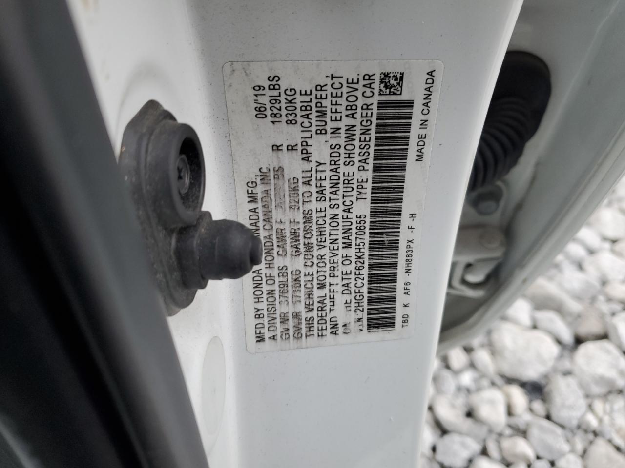 VIN 2HGFC2F62KH570655 2019 HONDA CIVIC no.13