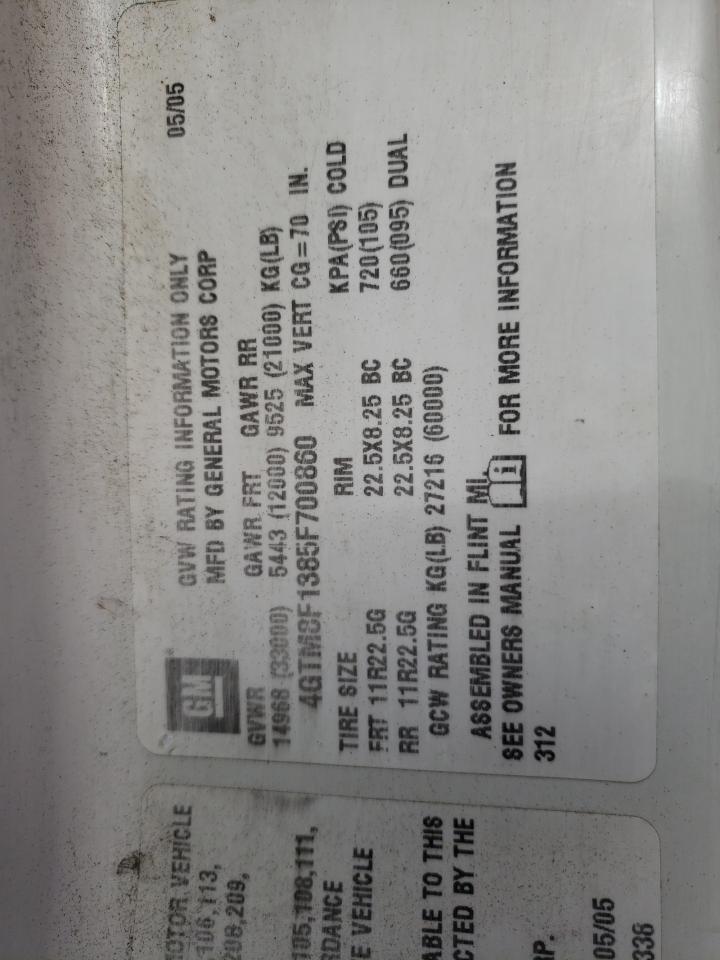 2005 Isuzu Ftr VIN: 4GTM8F1385F700860 Lot: 85723504