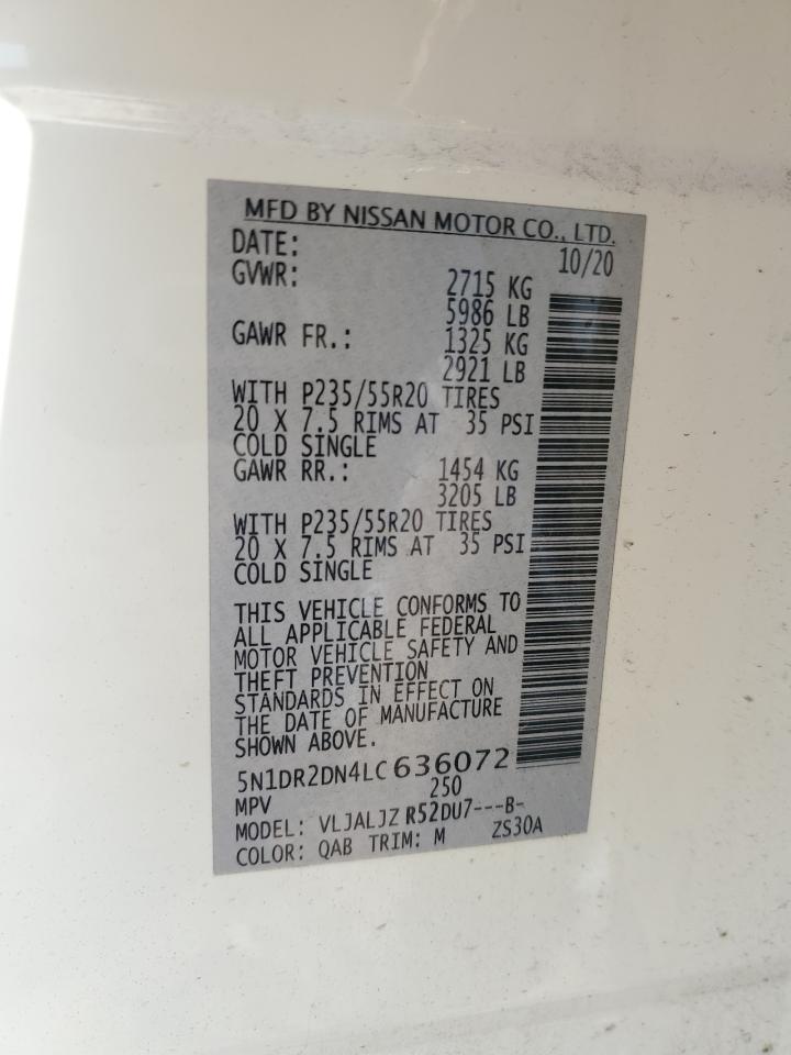 2020 Nissan Pathfinder Platinum VIN: 5N1DR2DN4LC636072 Lot: 85895634