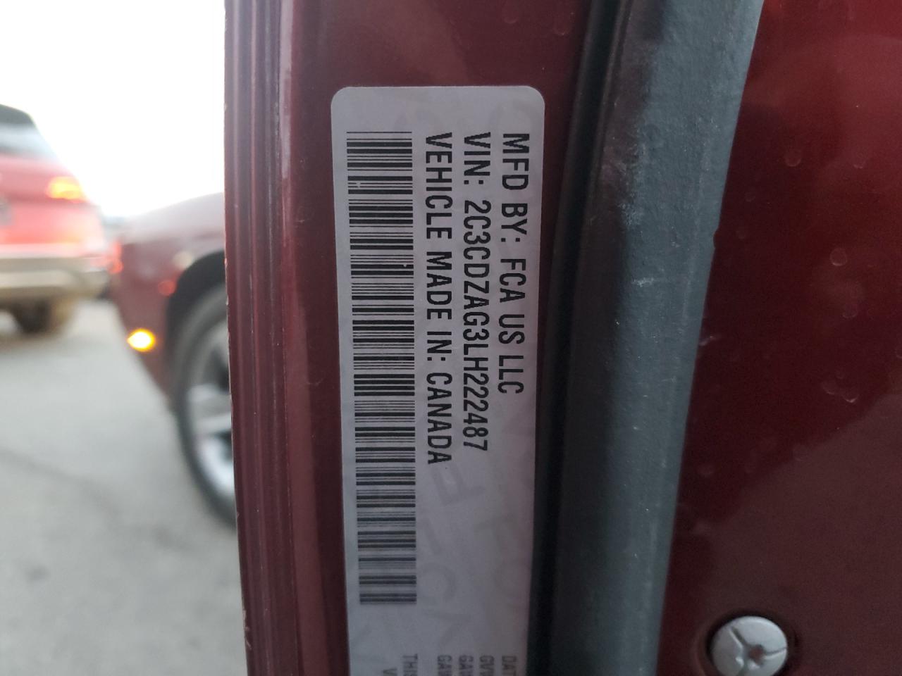 2020 Dodge Challenger Sxt VIN: 2C3CDZAG3LH222487 Lot: 80982414