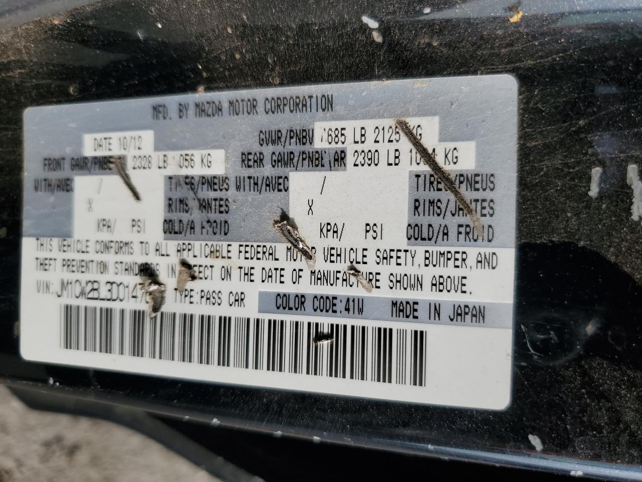 2013 Mazda 5 VIN: JM1CW2BL3D0147613 Lot: 82661864