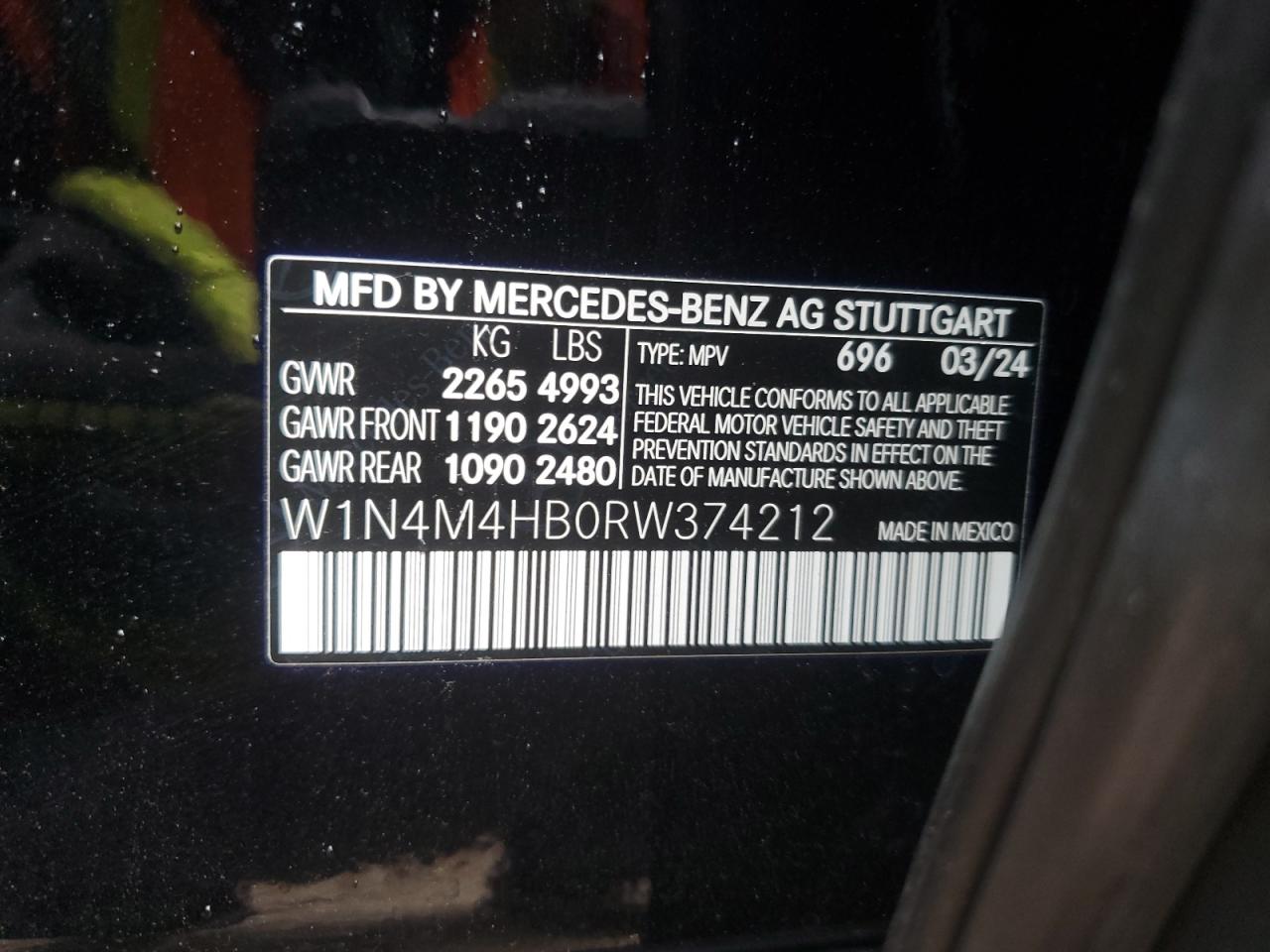 VIN W1N4M4HB0RW374212 2024 MERCEDES-BENZ GLB-CLASS no.13