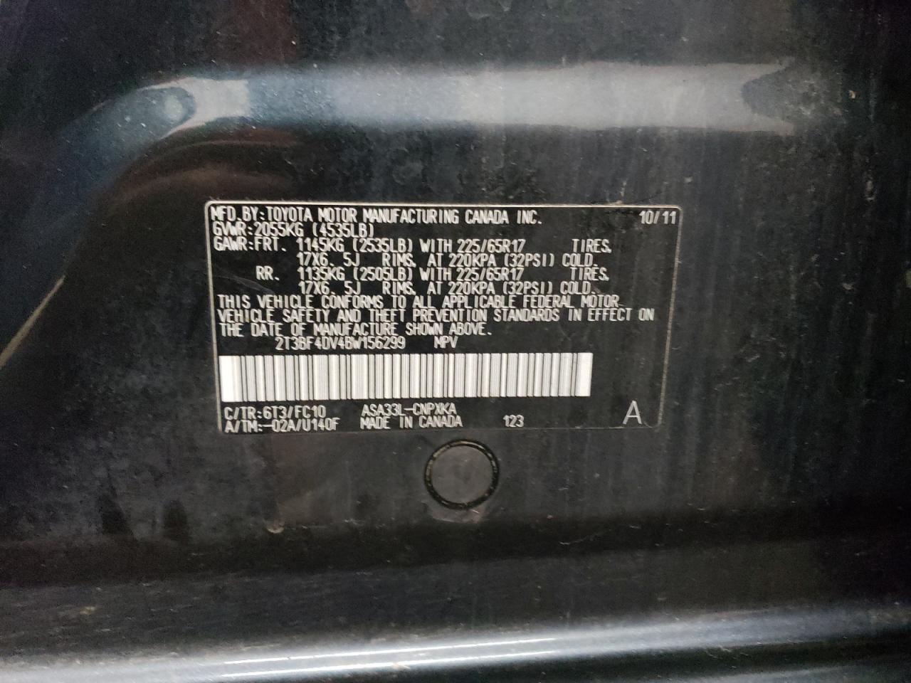 2011 Toyota Rav4 VIN: 2T3BF4DV4BW156299 Lot: 83317724