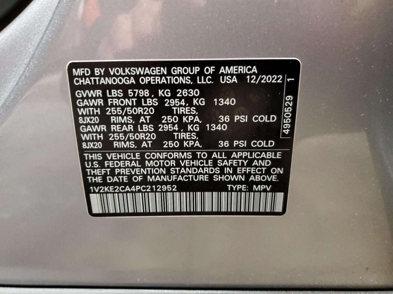 2023 Volkswagen Atlas Cross Sport Se VIN: 1V2KE2CA4PC212952 Lot: 87014044