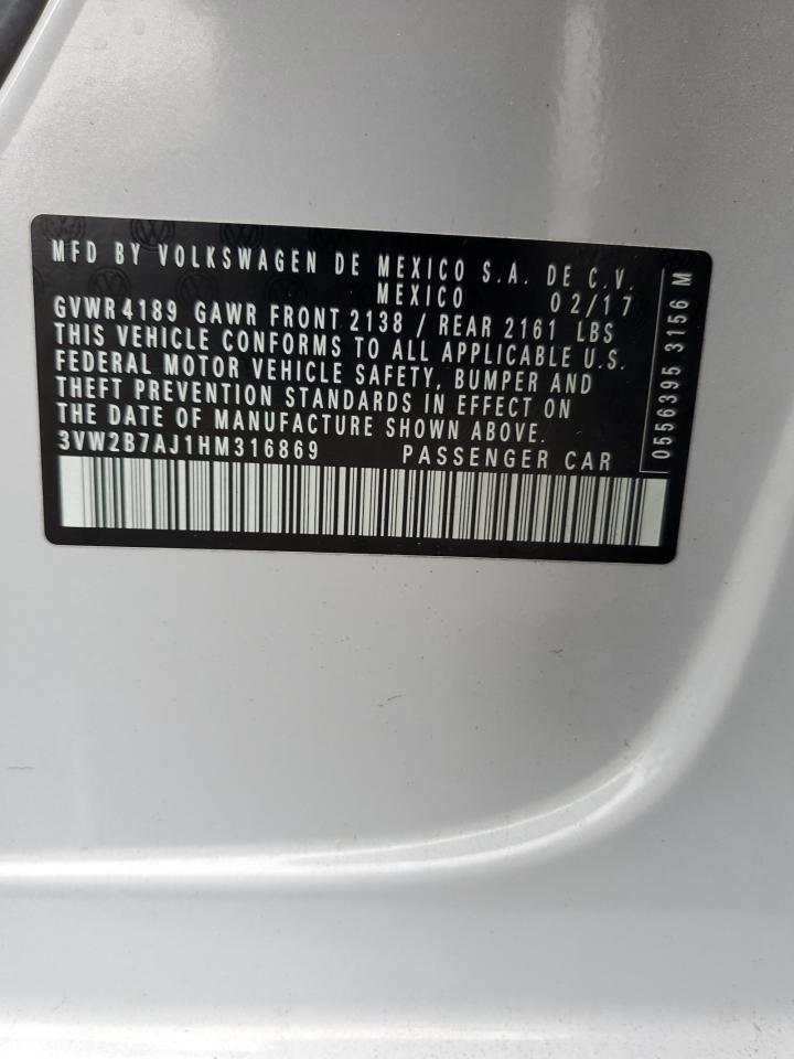 2017 Volkswagen Jetta S VIN: 3VW2B7AJ1HM316869 Lot: 86332294