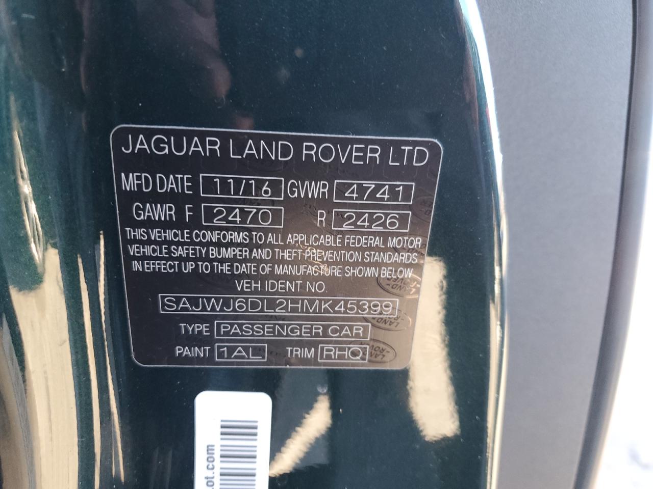2017 Jaguar F-Type R VIN: SAJWJ6DL2HMK45399 Lot: 84521394