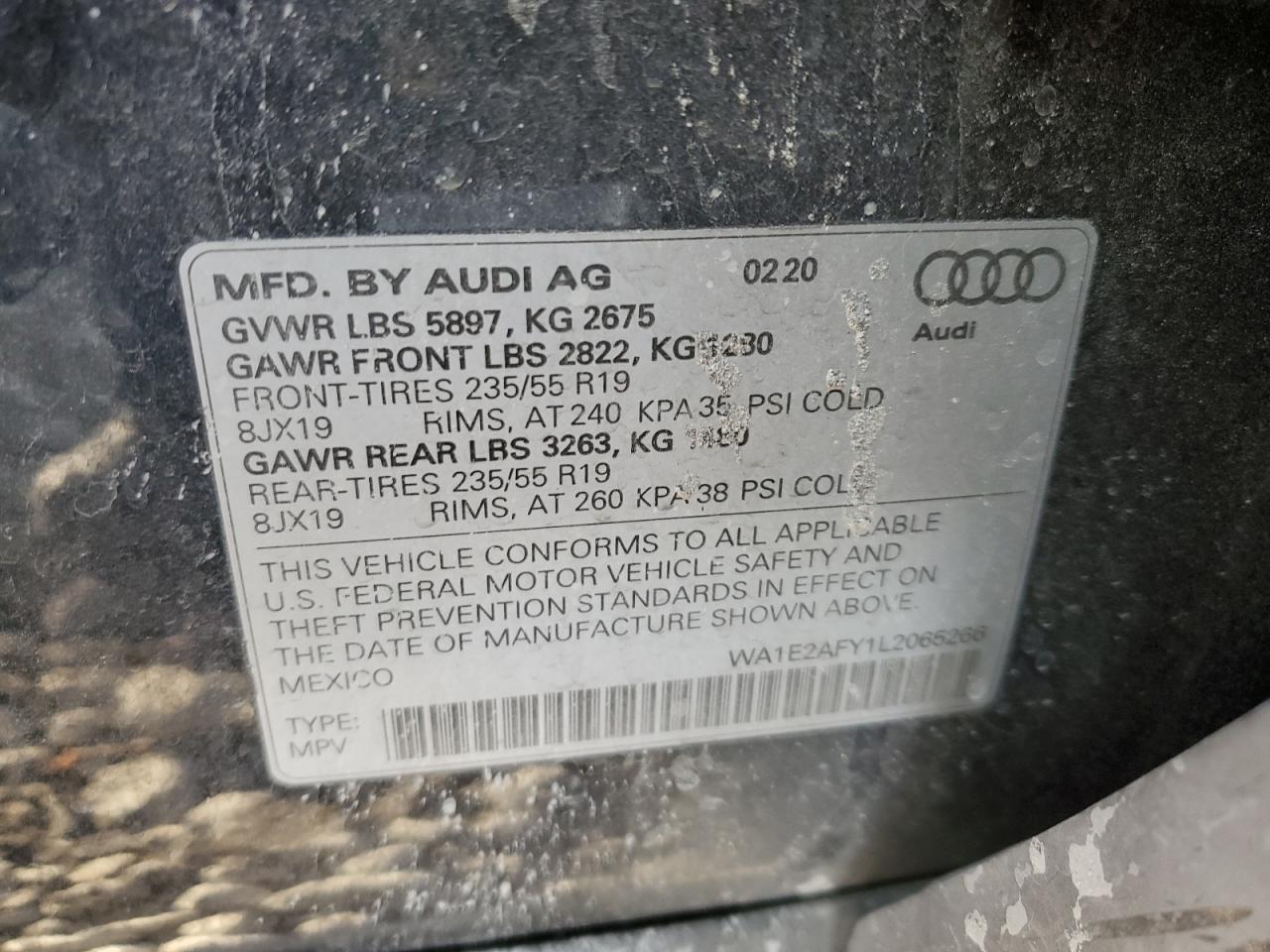 VIN WA1E2AFY1L2065266 2020 AUDI Q5 no.13