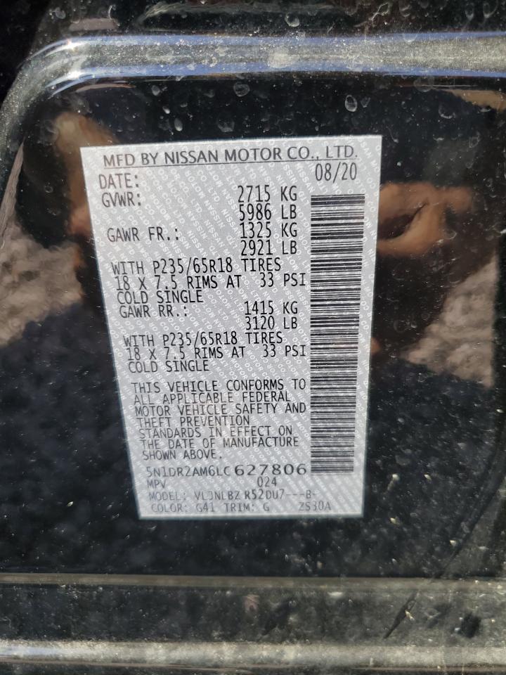 2020 Nissan Pathfinder S VIN: 5N1DR2AM6LC627806 Lot: 83447274