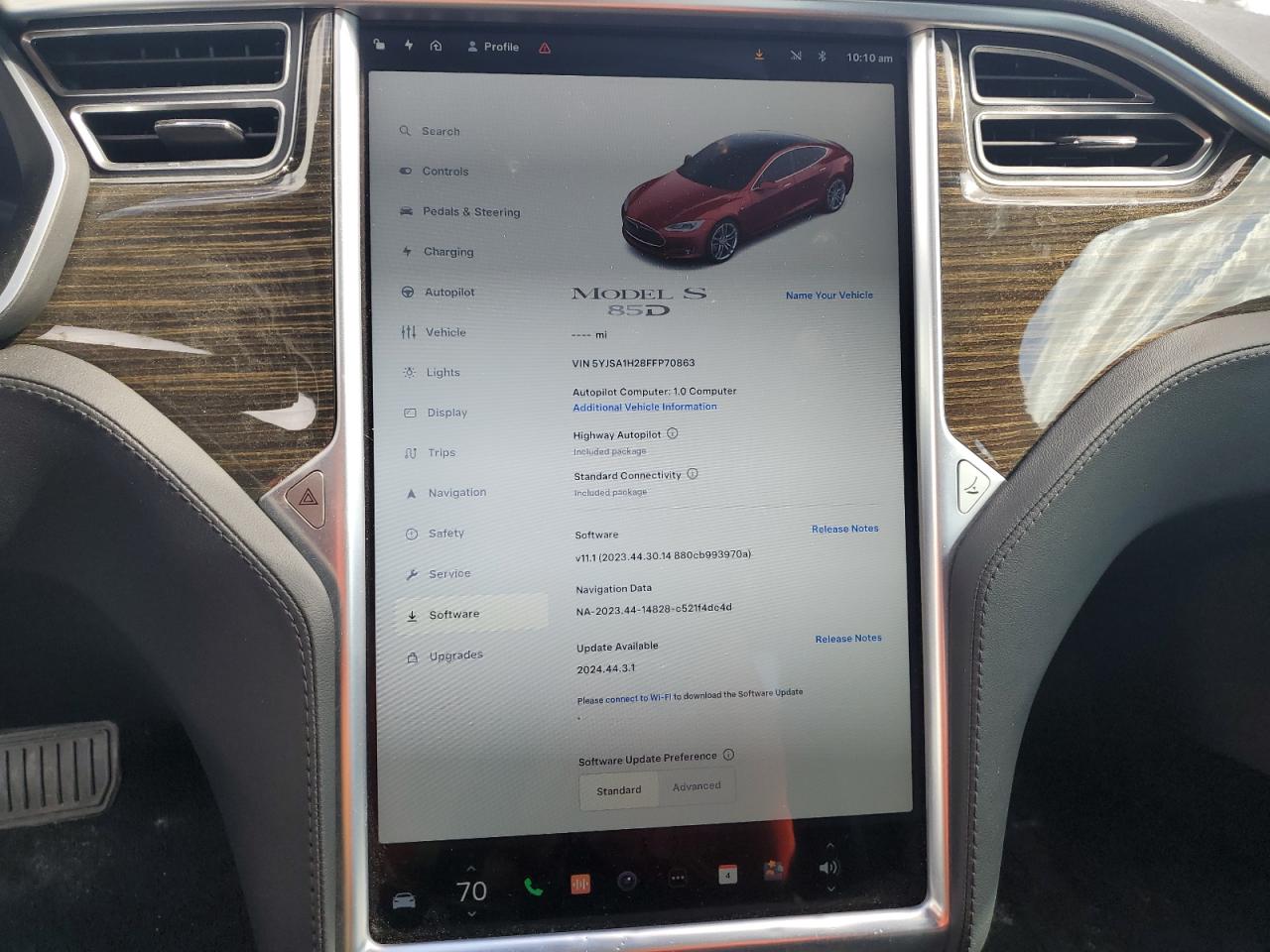 VIN 5YJSA1H28FFP70863 2015 TESLA MODEL S no.9