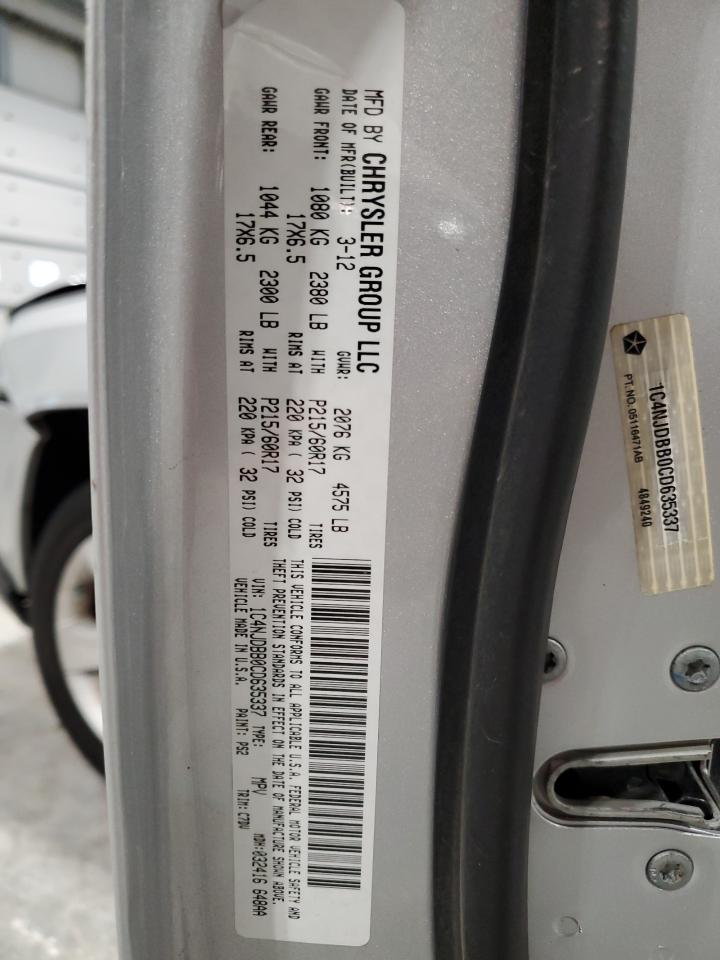 2012 Jeep Compass Sport VIN: 1C4NJDBB0CD635337 Lot: 86862534