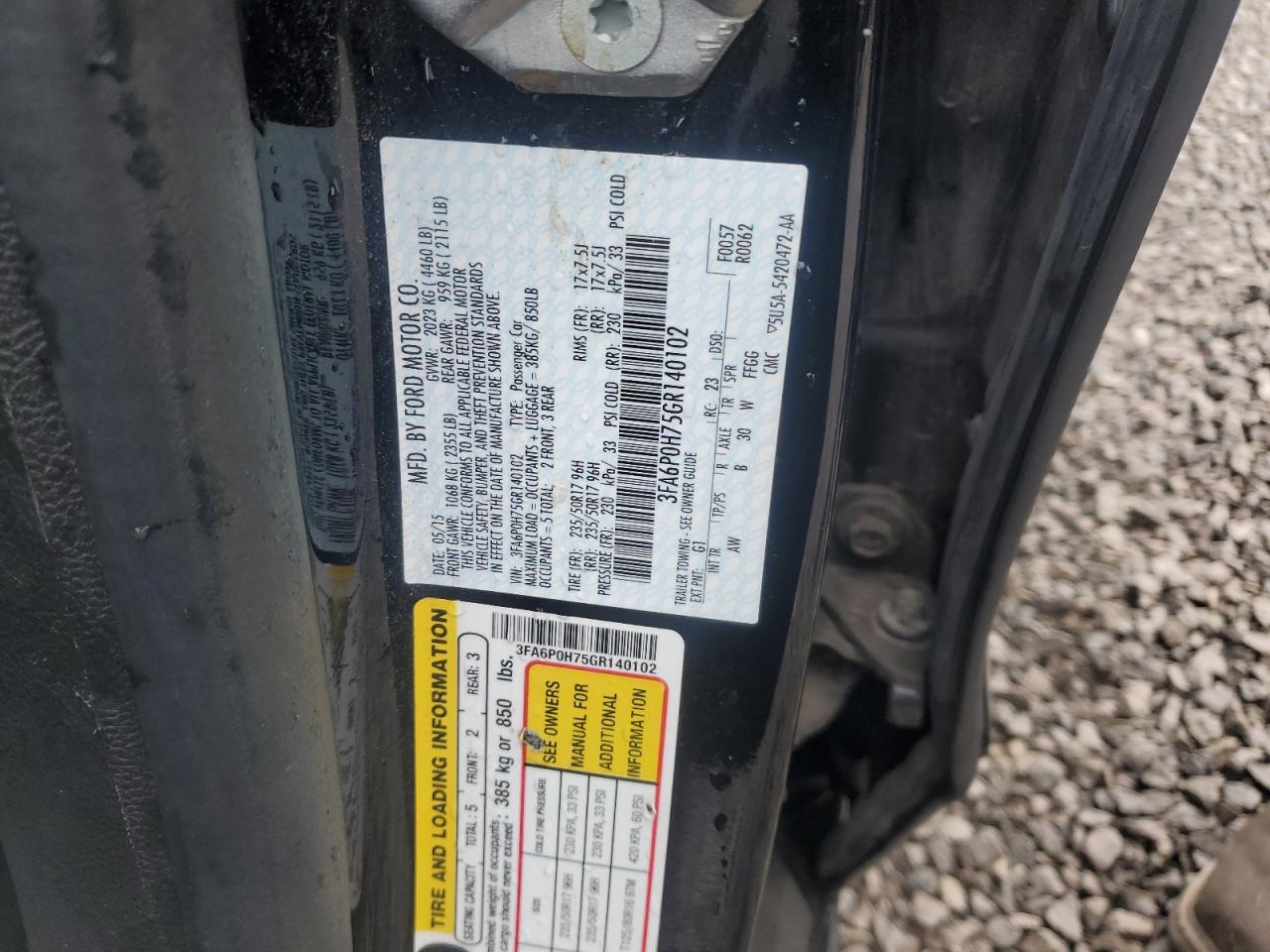 3fa6p0h75gr140102 3FA6P0H75GR140102 2016 Ford Fusion Se