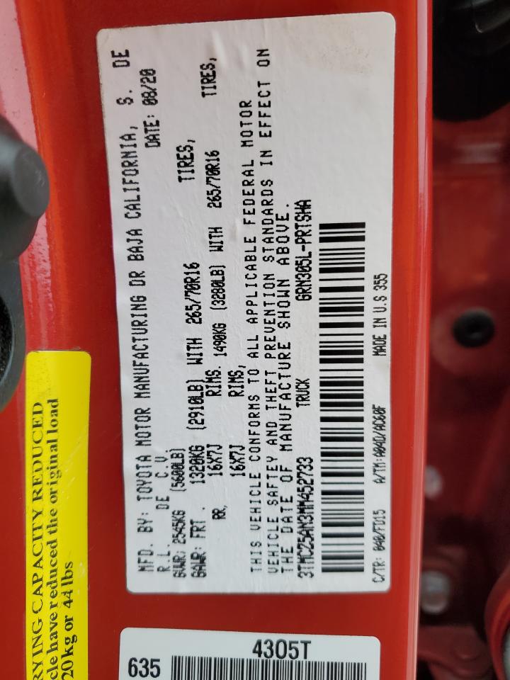 2018 Toyota Tacoma Double Cab VIN: 3TMC25AN3MM452733 Lot: 86332394