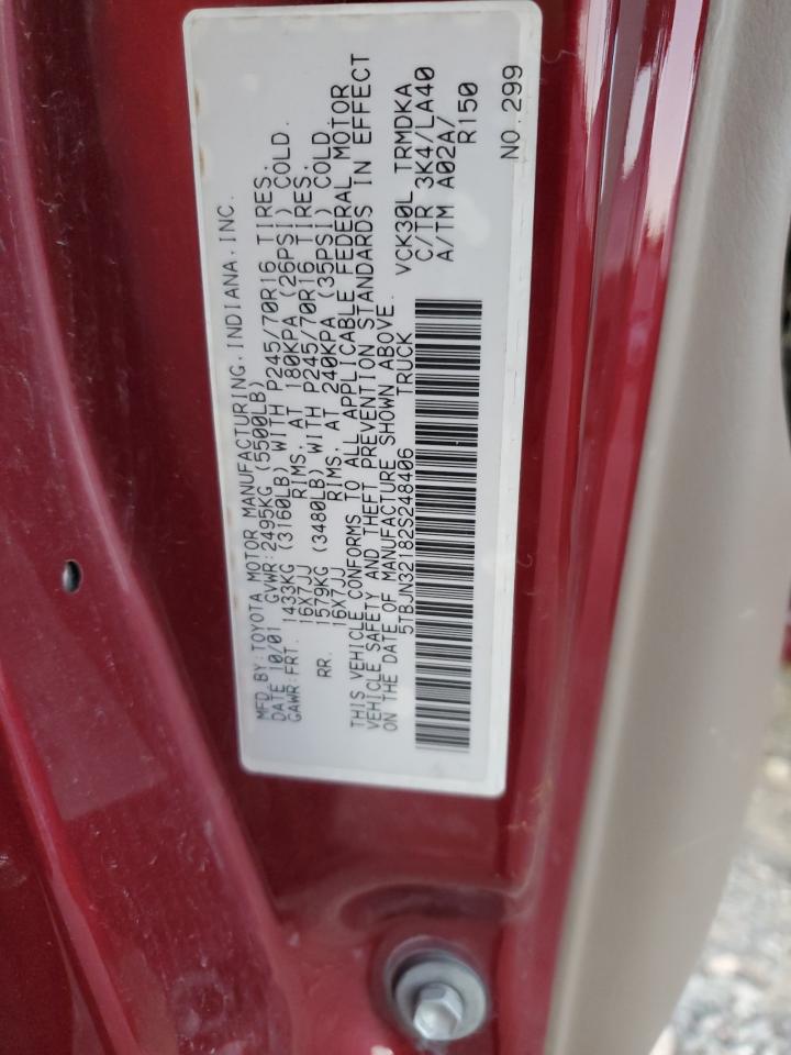 2002 Toyota Tundra VIN: 5TBJN32182S248406 Lot: 82792964