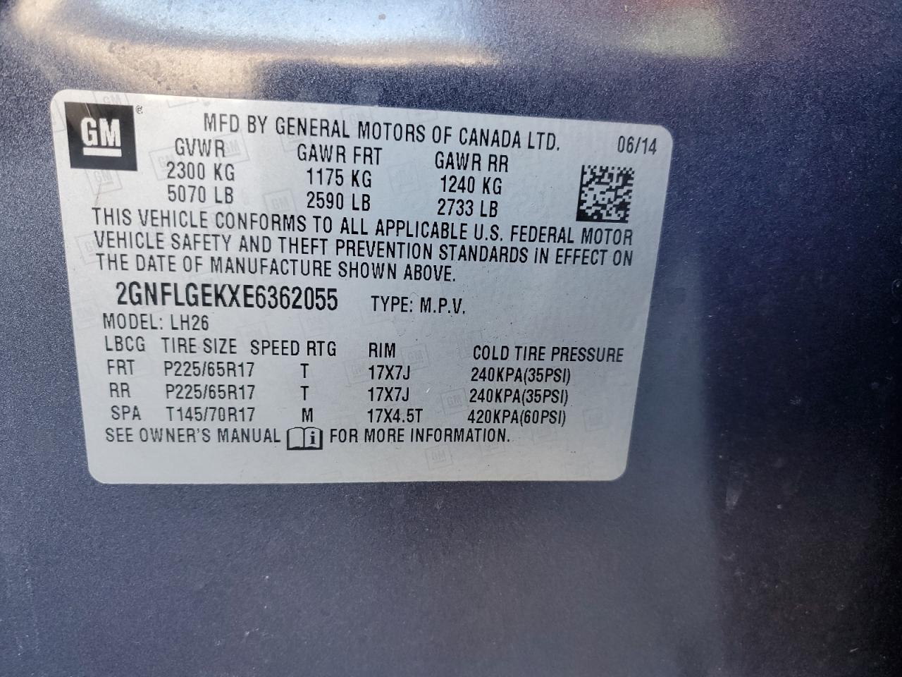 VIN 2GNFLGEKXE6362055 2014 CHEVROLET EQUINOX no.14