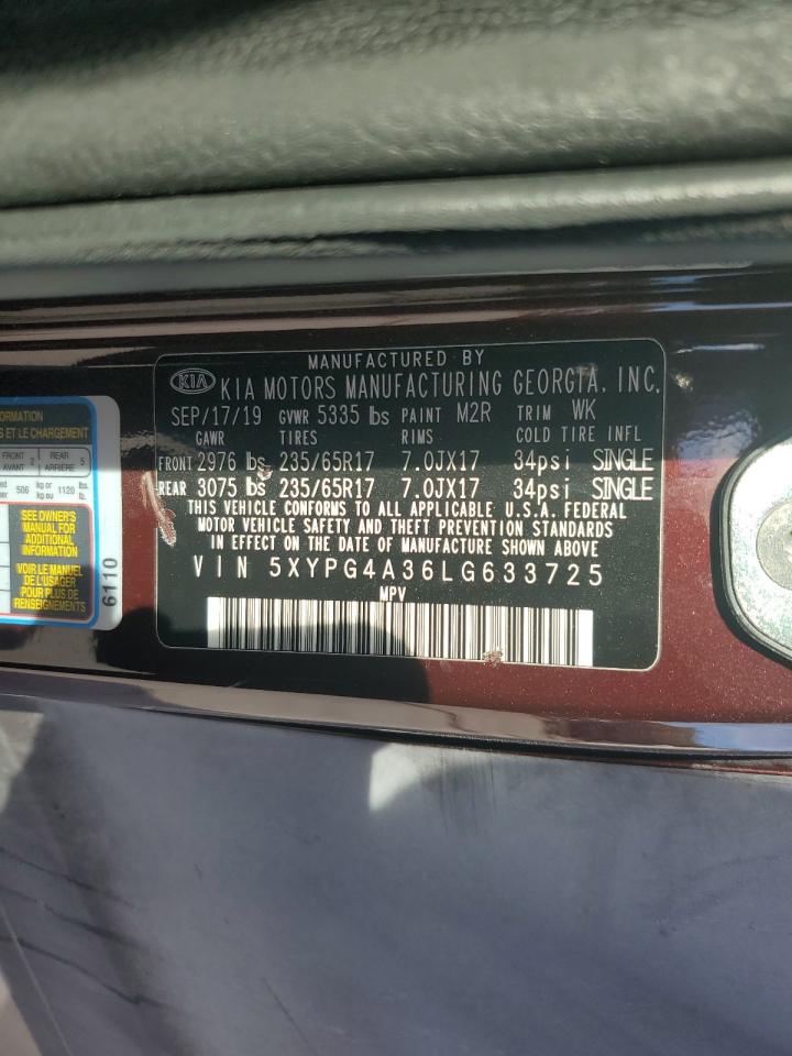 2020 Kia Sorento L VIN: 5XYPG4A36LG633725 Lot: 83960034