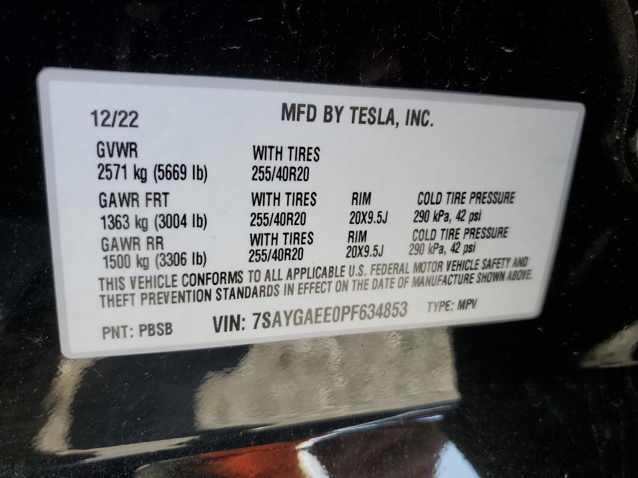 2023 Tesla Model Y VIN: 7SAYGAEE0PF634853 Lot: 85252014