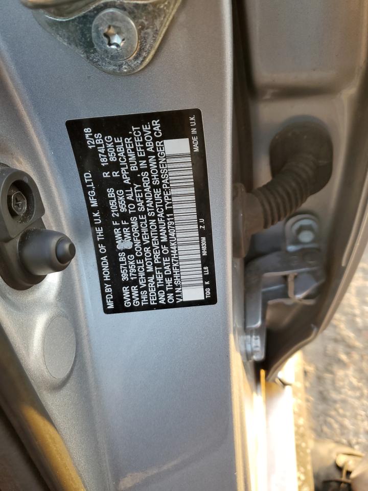 2019 Honda Civic Sport VIN: SHHFK7H44KU407911 Lot: 86423134