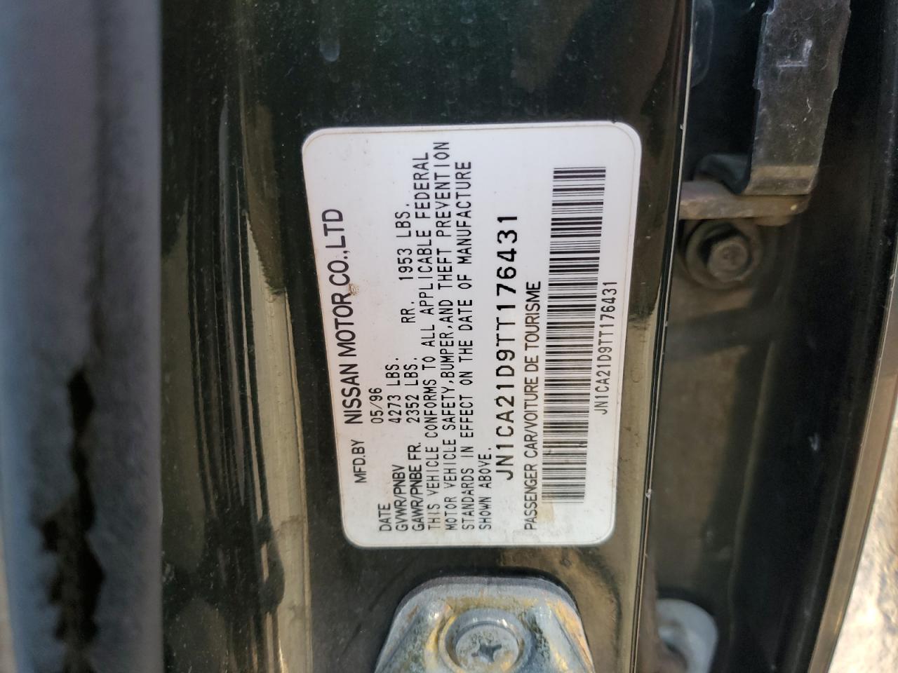 1996 Nissan Maxima Gle VIN: JN1CA21D9TT176431 Lot: 86071454