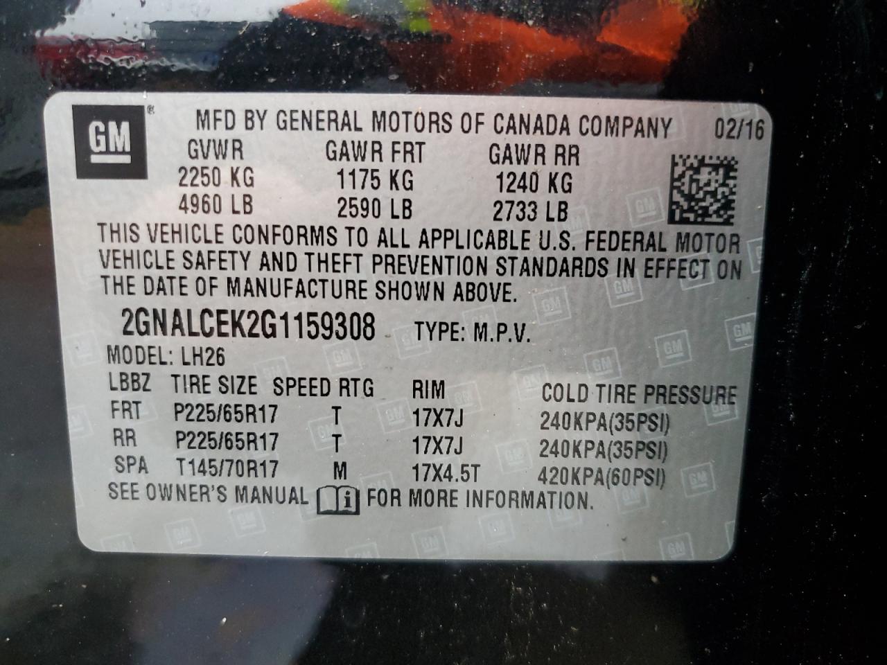 VIN 2GNALCEK2G1159308 2016 CHEVROLET EQUINOX no.13