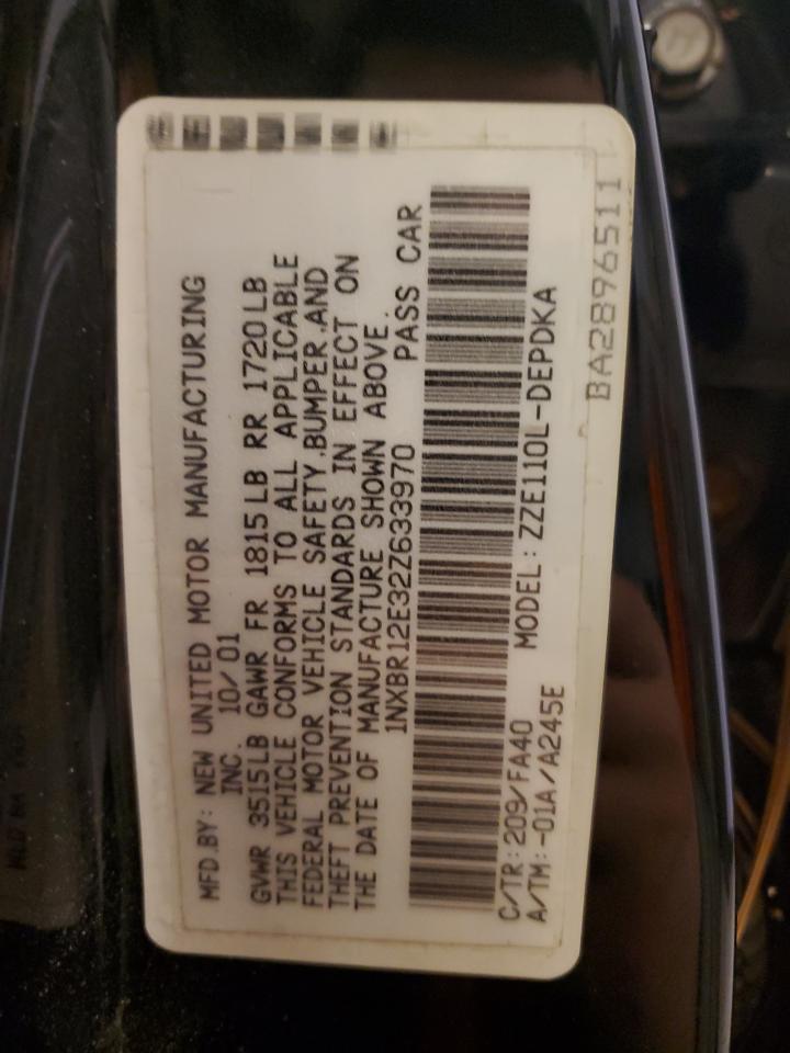 2002 Toyota Corolla Ce VIN: 1NXBR12E32Z633970 Lot: 59051925