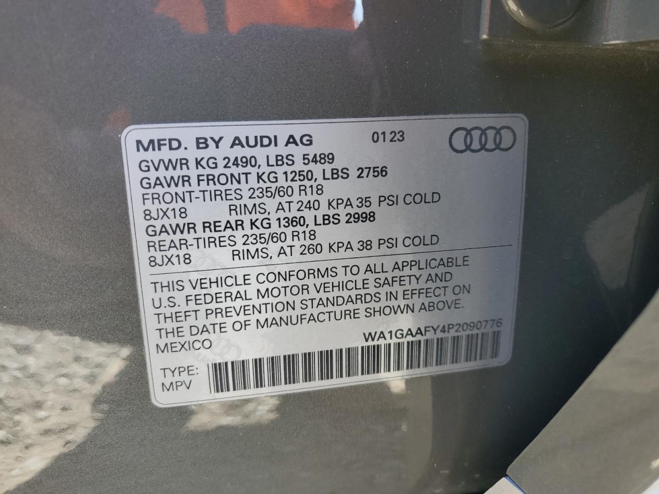 VIN WA1GAAFY4P2090776 2023 AUDI Q5 no.14