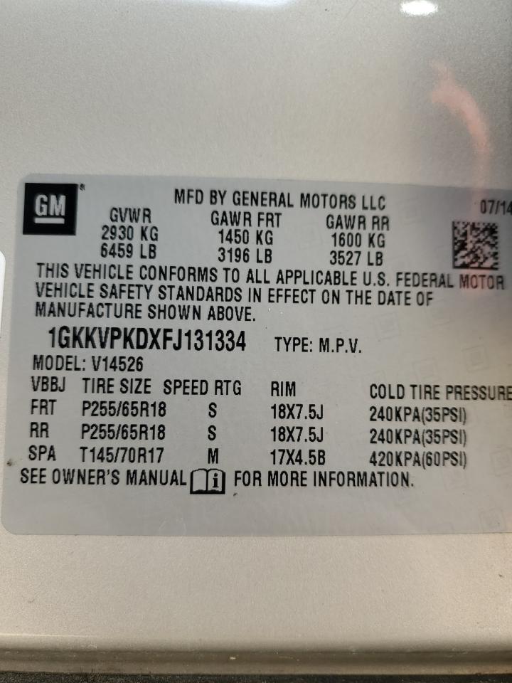 VIN 1GKKVPKDXFJ131334 2015 GMC ACADIA no.13