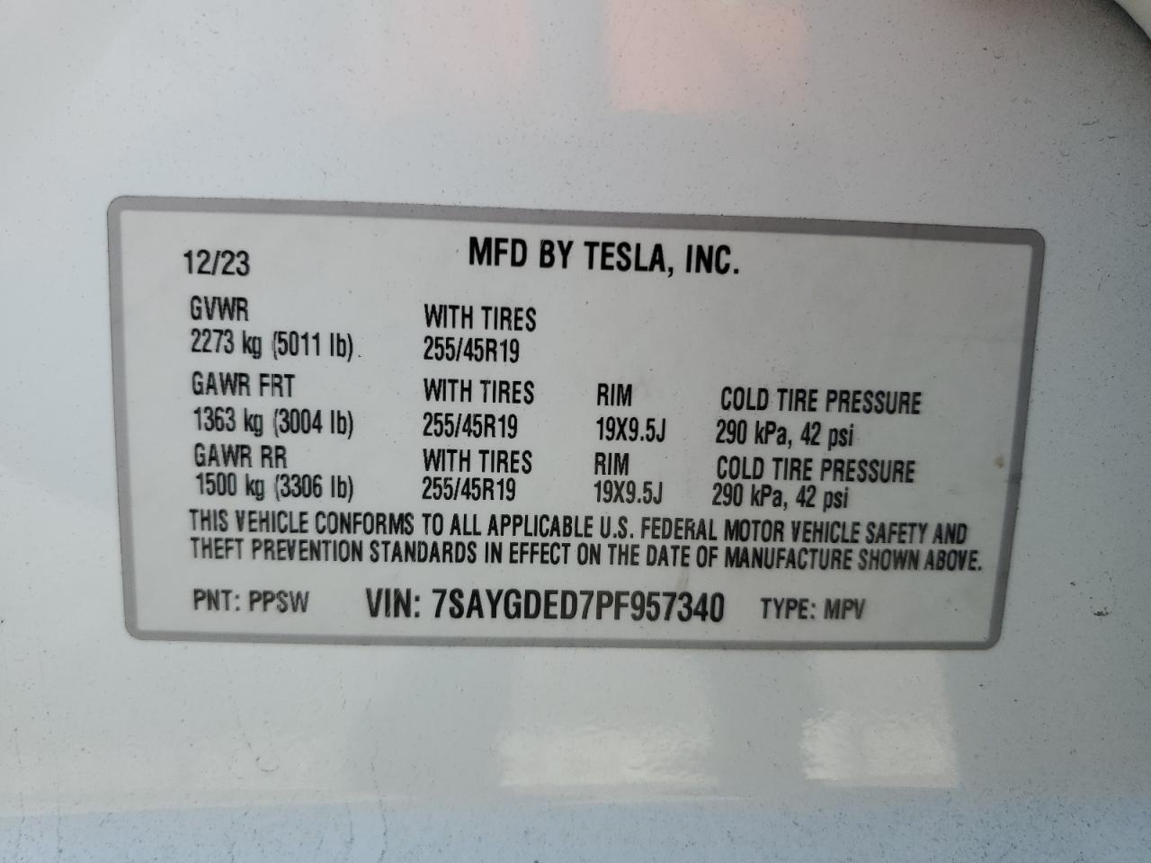 VIN 7SAYGDED7PF957340 2023 TESLA MODEL Y no.13