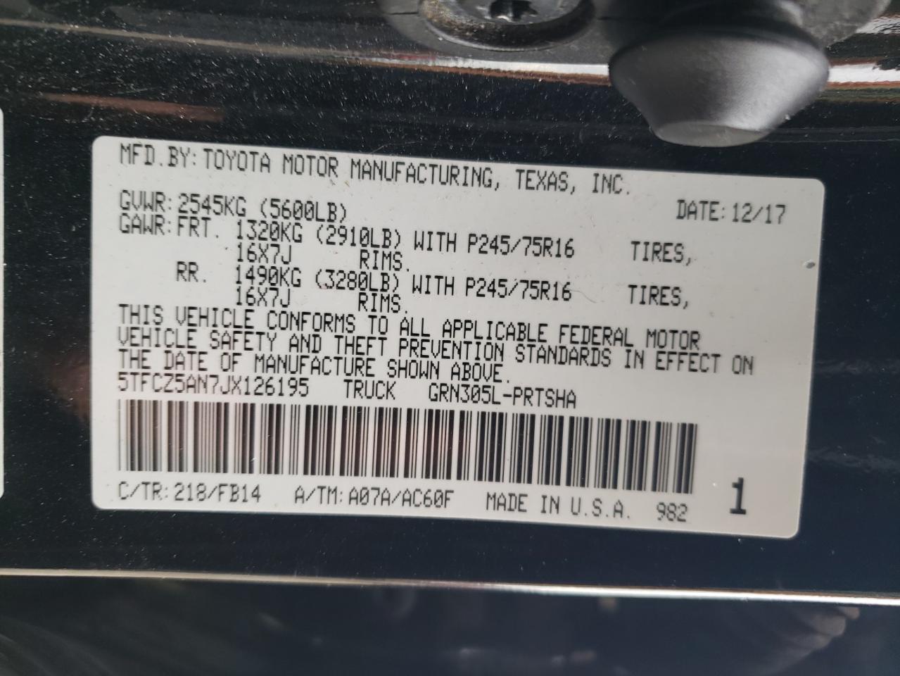 2018 Toyota Tacoma Double Cab VIN: 5TFCZ5AN7JX126195 Lot: 86492574