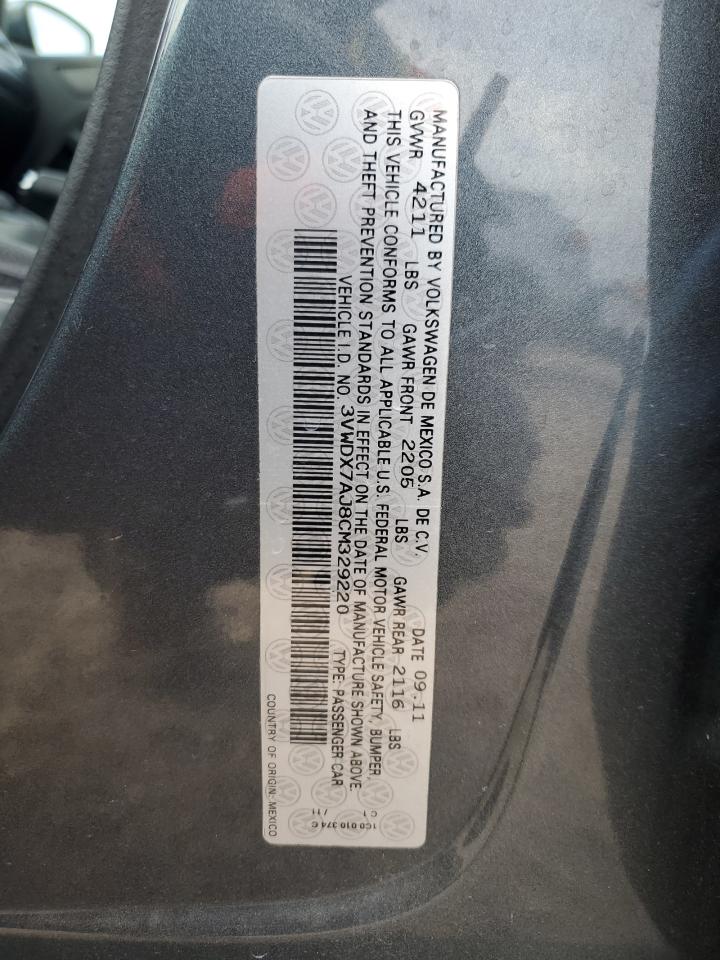 2012 Volkswagen Jetta Se VIN: 3VWDX7AJ8CM329220 Lot: 83590704