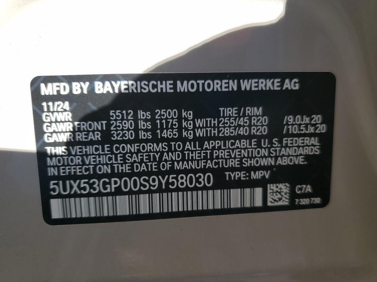 VIN 5UX53GP00S9Y58030 2025 BMW X3 30 XDRI no.13