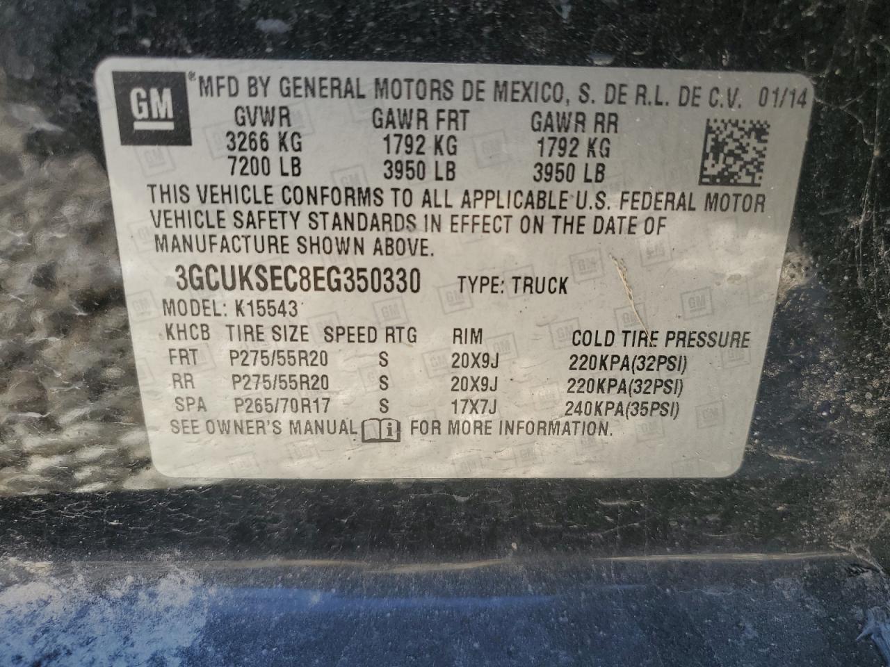 VIN 3GCUKSEC8EG350330 2014 CHEVROLET ALL Models no.13