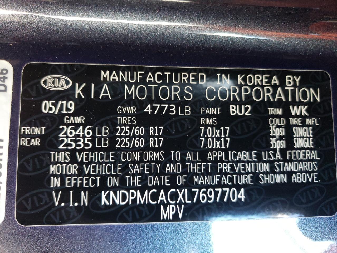 2020 Kia Sportage Lx VIN: KNDPMCACXL7697704 Lot: 84493064