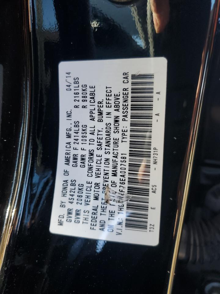 VIN 1HGCR6F76EA007581 2014 HONDA ACCORD no.12