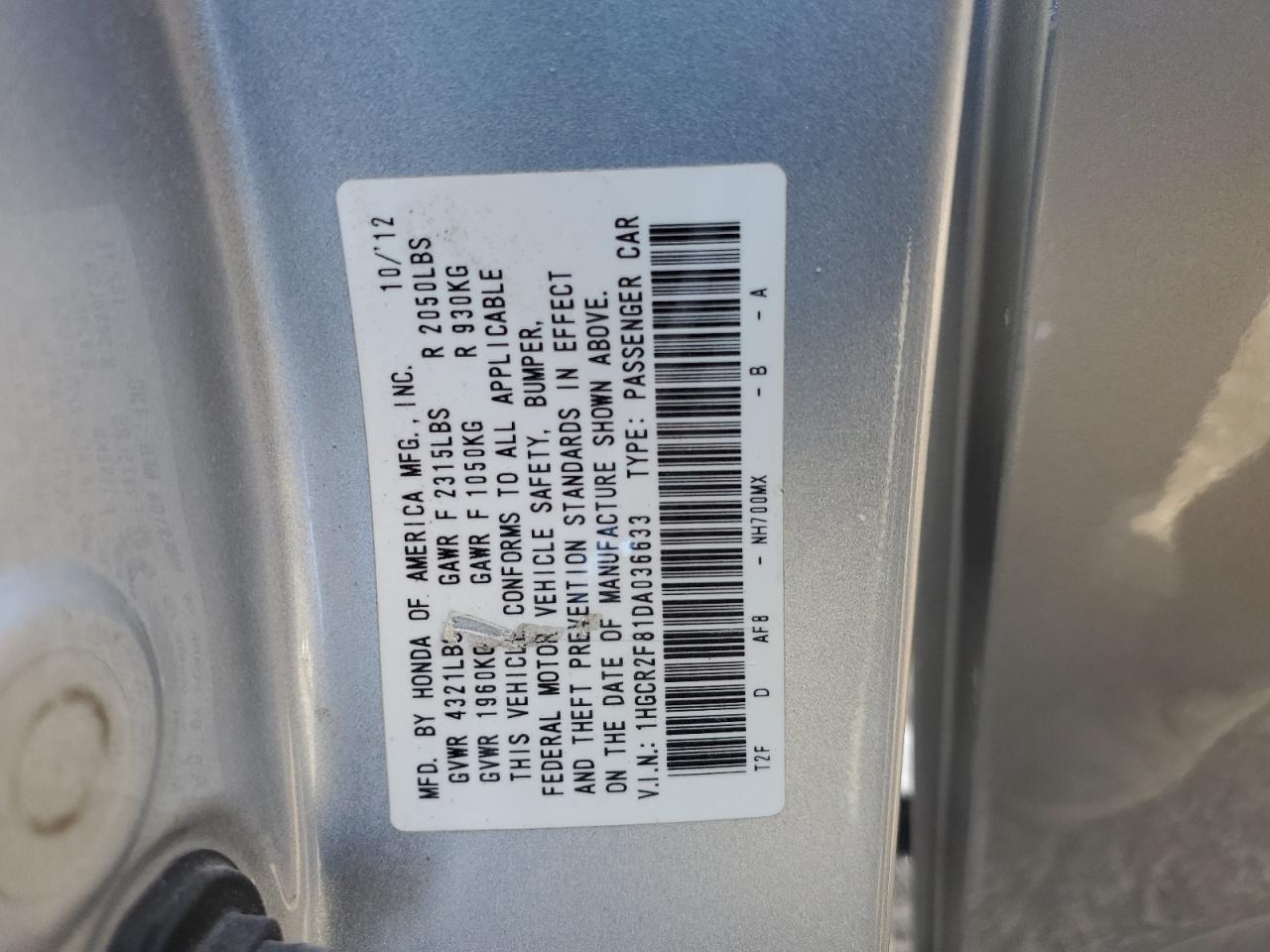 VIN 1HGCR2F81DA036633 2013 HONDA ACCORD no.12