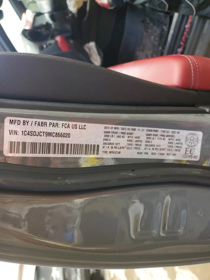 2021 Dodge Durango R/T VIN: 1C4SDJCT9MC866020 Lot: 84046224