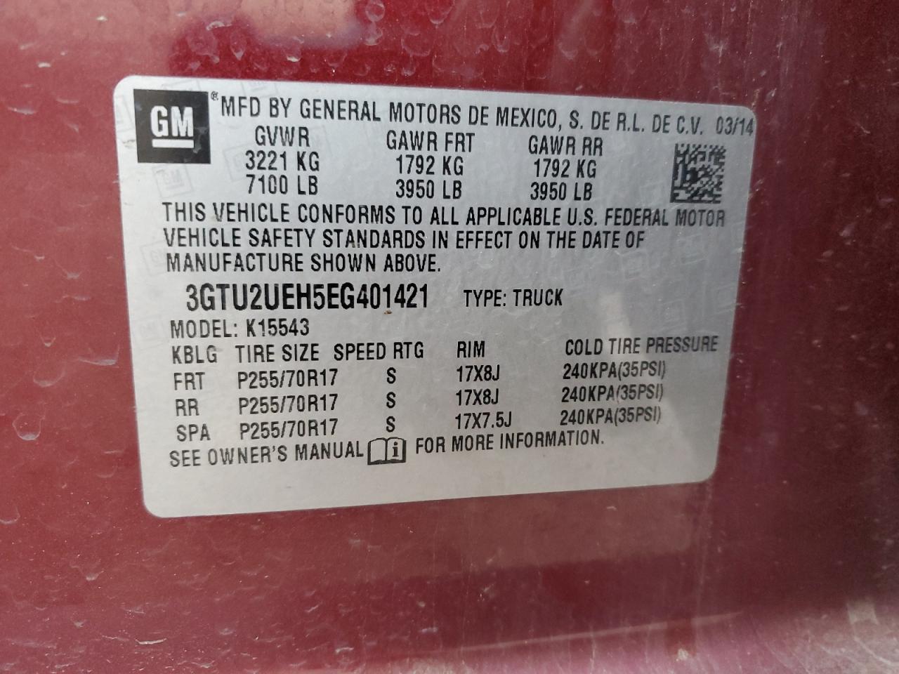 VIN 3GTU2UEH5EG401421 2014 GMC SIERRA no.12