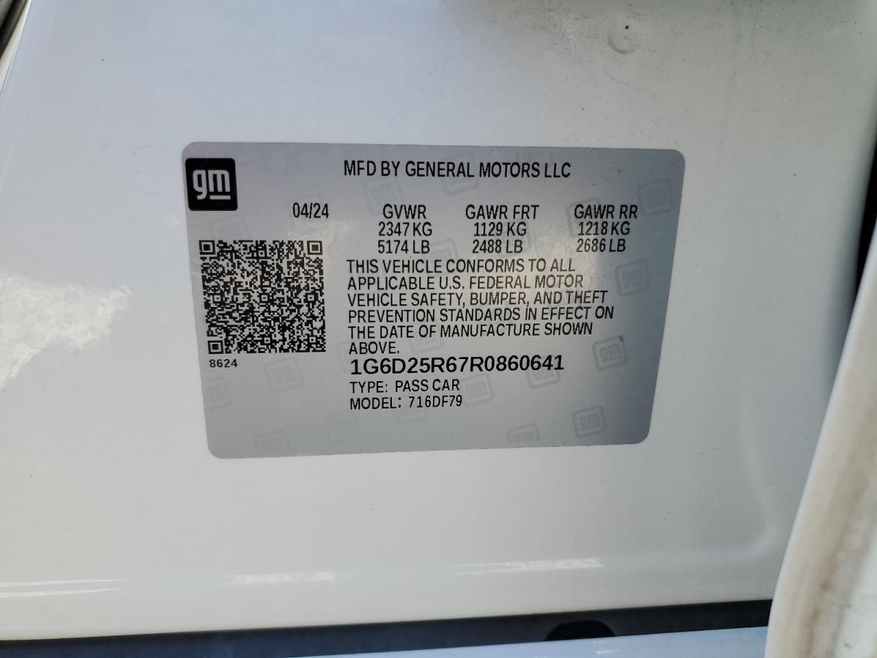 2024 Cadillac Ct5-V Blackwing VIN: 1G6D25R67R0860641 Lot: 83858554