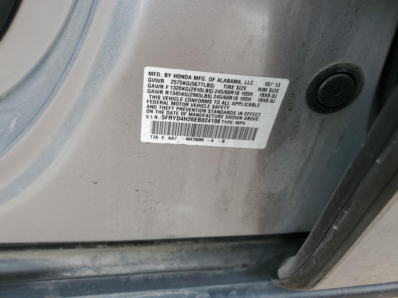 2014 Acura Mdx VIN: 5FRYD4H26EB024198 Lot: 84063834