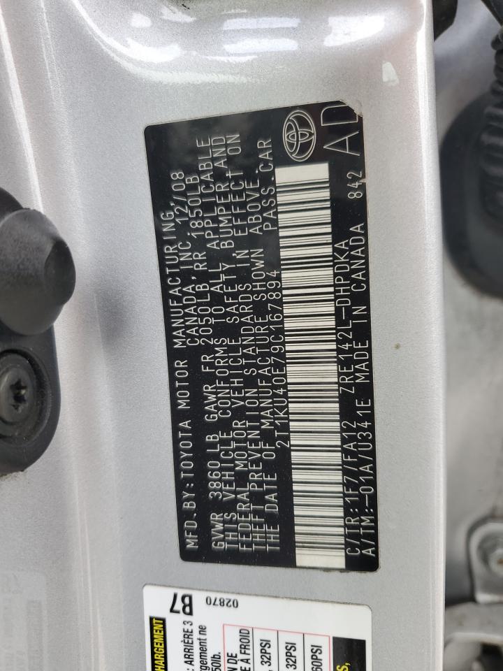 2009 Toyota Corolla Matrix VIN: 2T1KU40E79C167894 Lot: 87224934