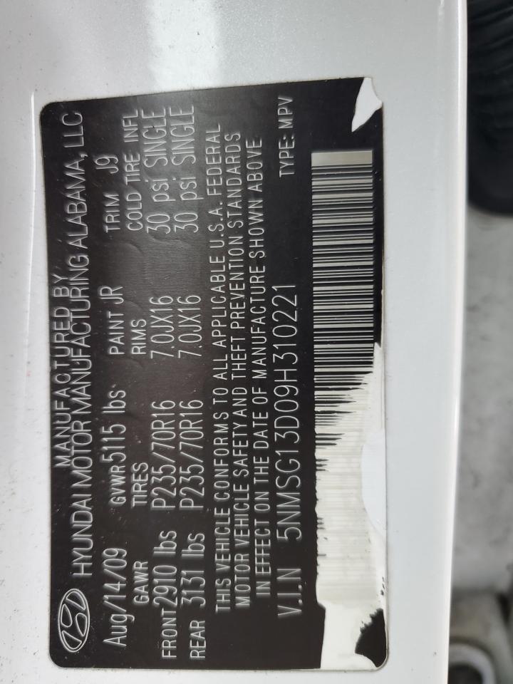 2009 Hyundai Santa Fe Gls VIN: 5NMSG13D09H310221 Lot: 84056284