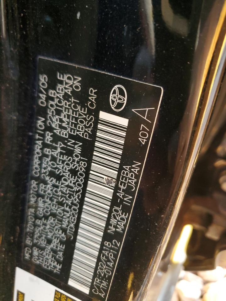 2005 Toyota Prius VIN: JTDKB20U953060981 Lot: 65435145