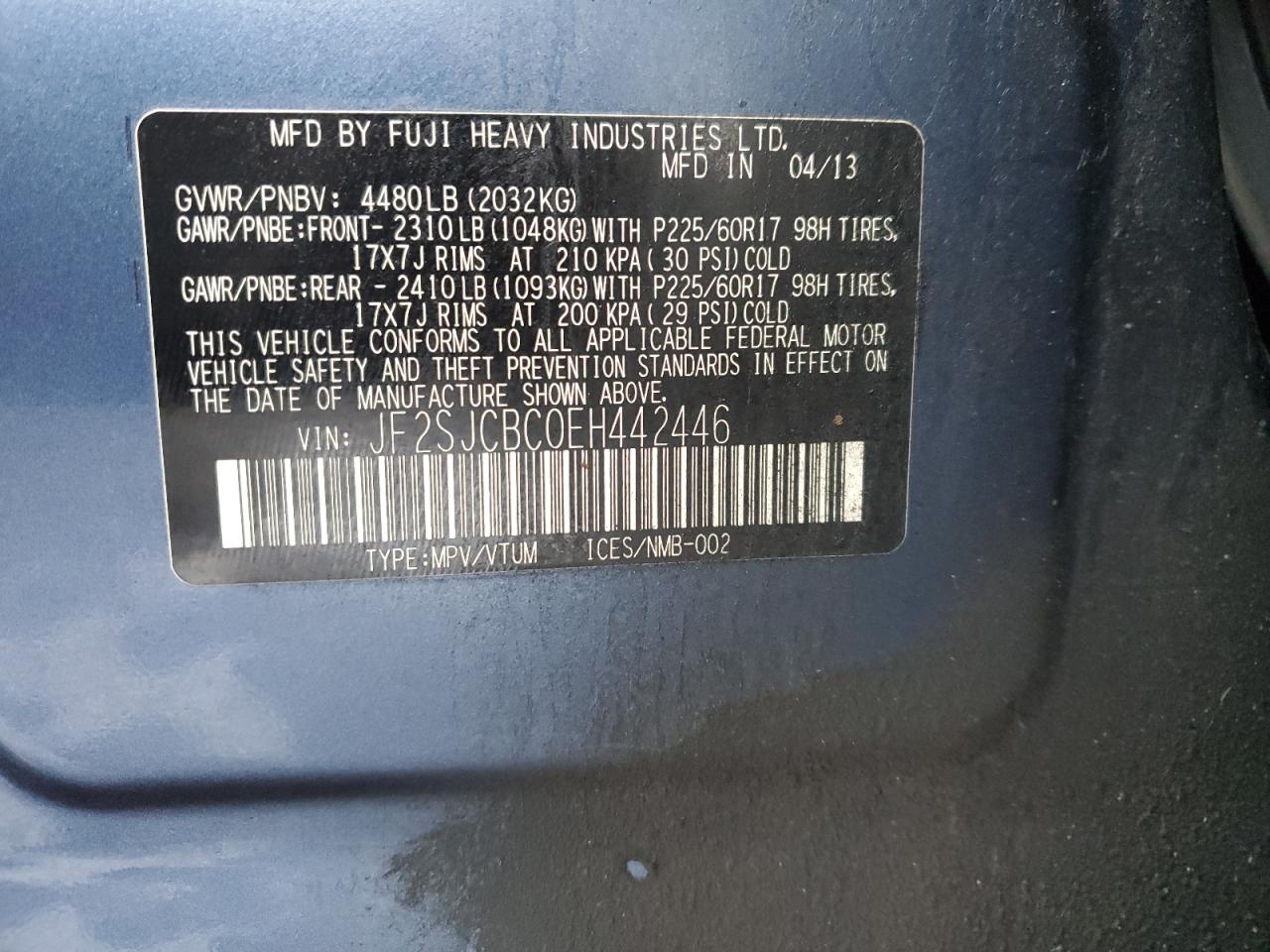 2014 Subaru Forester 2.5I Premium VIN: JF2SJCBC0EH442446 Lot: 83544394