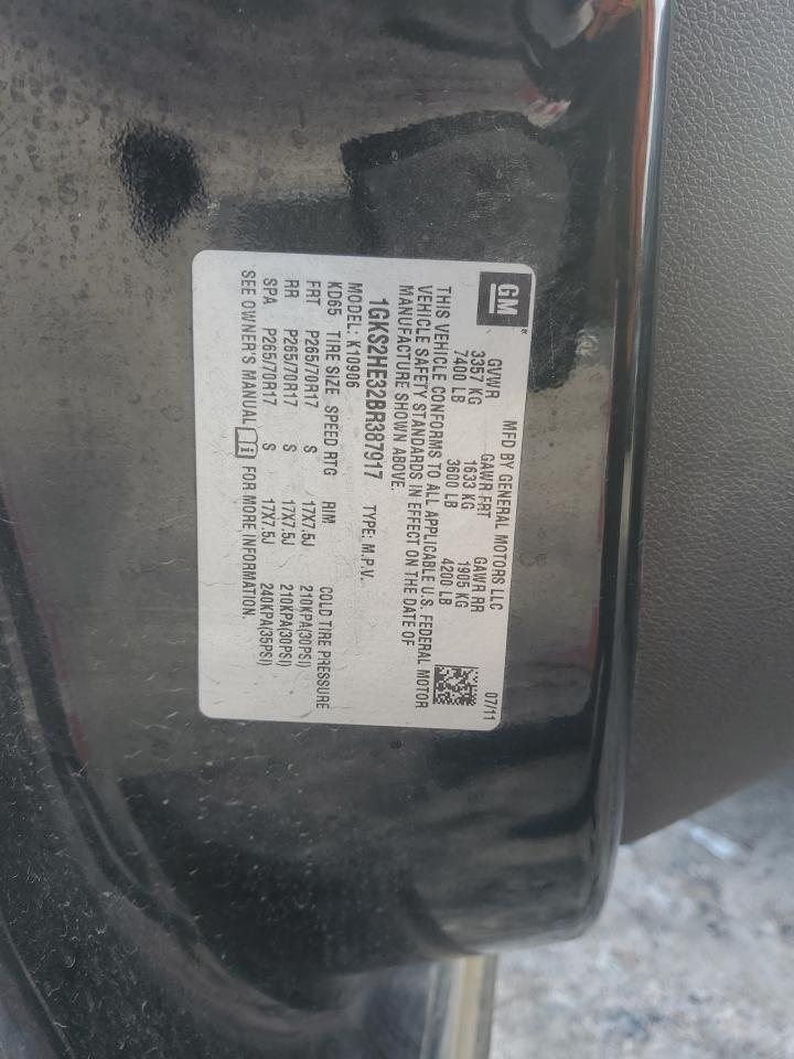 2011 GMC Yukon Xl K1500 Sle VIN: 1GKS2HE32BR387917 Lot: 84555074