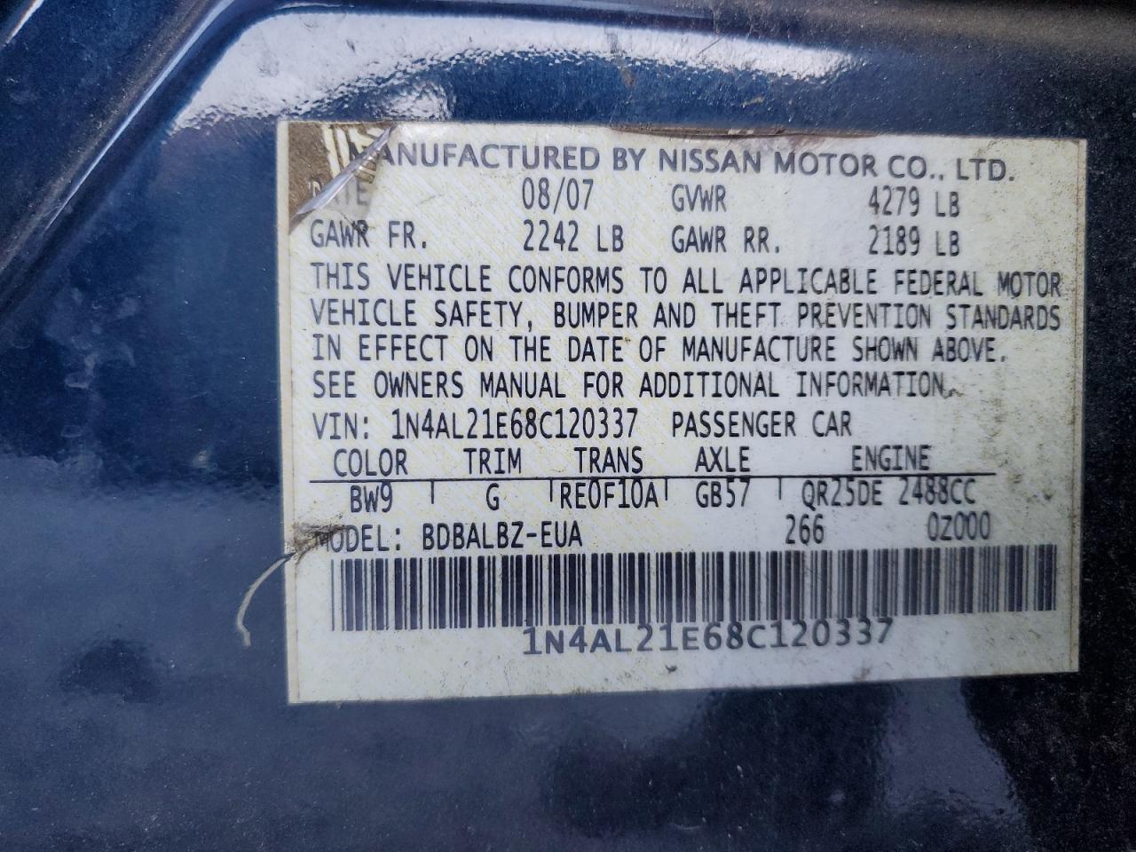 2011 Nissan Altima 2.5 VIN: 1N4AL2APXBN425613 Lot: 83995554