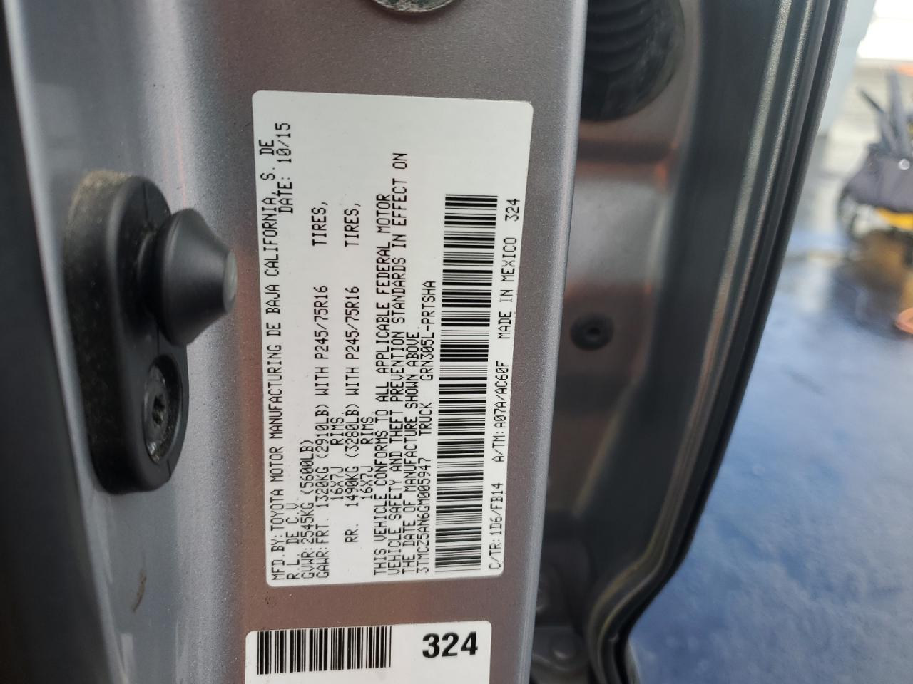 VIN 3TMCZ5AN6GM005947 2016 TOYOTA TACOMA no.12