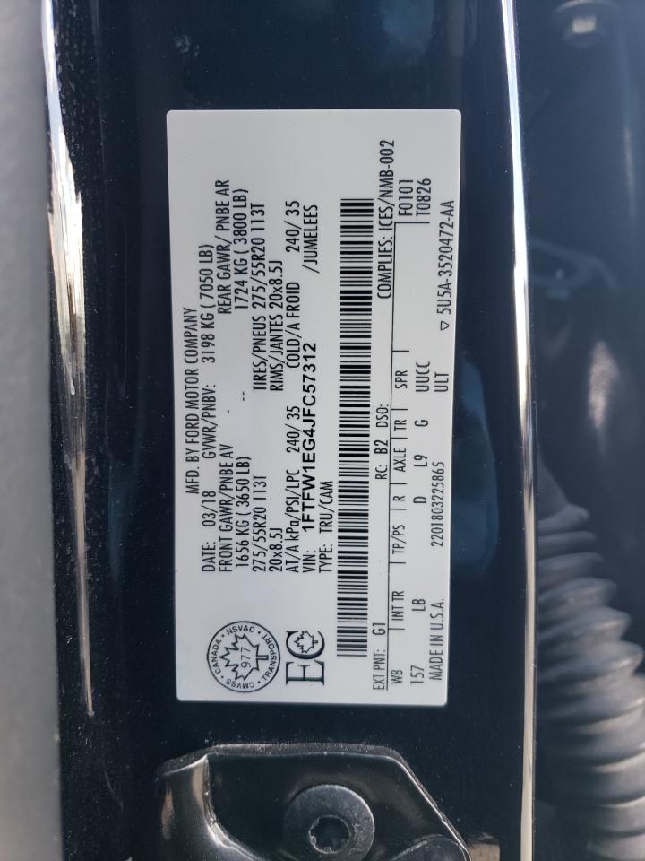 2018 Ford F150 Supercrew VIN: 1FTFW1EG4JFC57312 Lot: 83677764