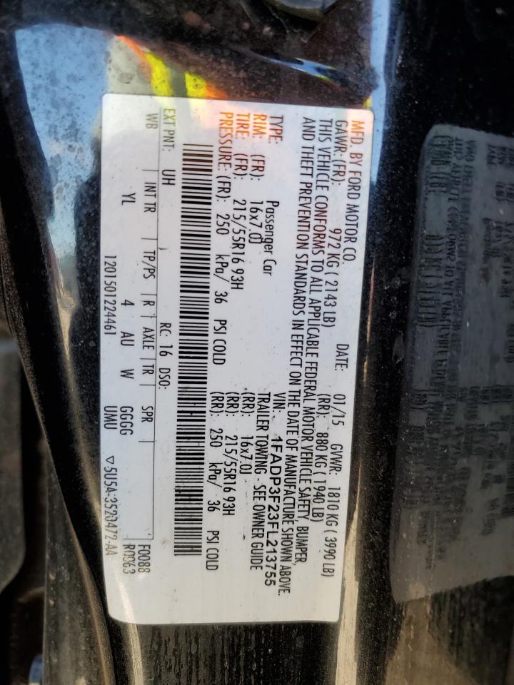 2015 Ford Focus Se VIN: 1FADP3F23FL213755 Lot: 86271994