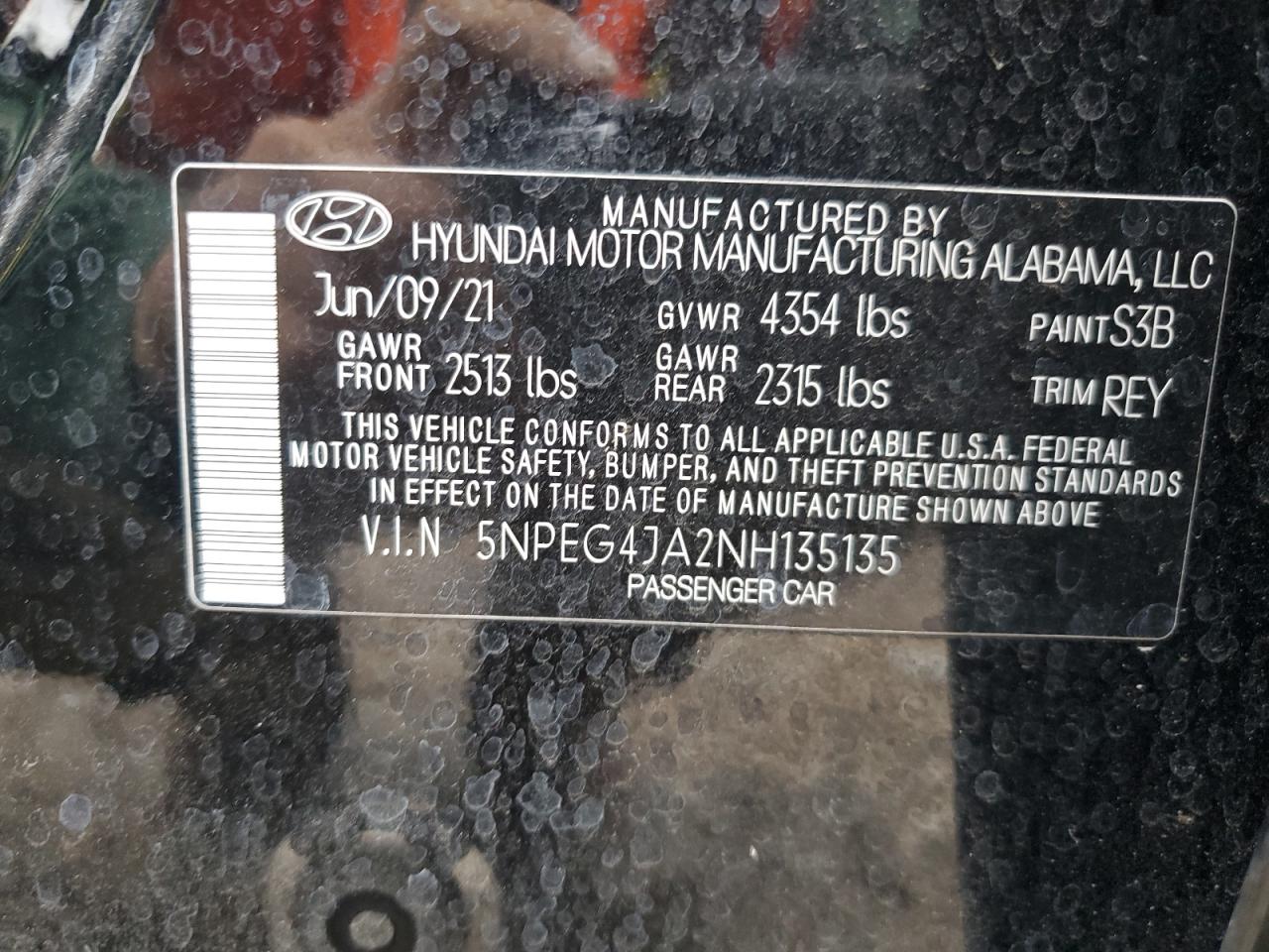 2022 Hyundai Sonata Se VIN: 5NPEG4JA2NH135135 Lot: 84738994