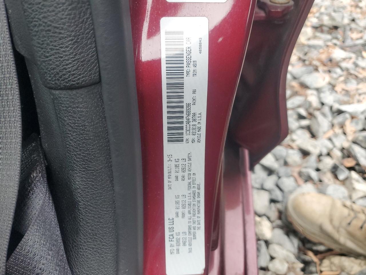 2015 Chrysler 200 Limited VIN: 1C3CCCAB4FN689286 Lot: 86499424